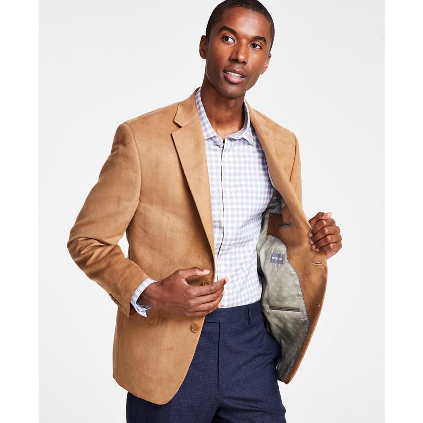 Men's Classic Fit Notch Lapel Faux Suede Sport Coat