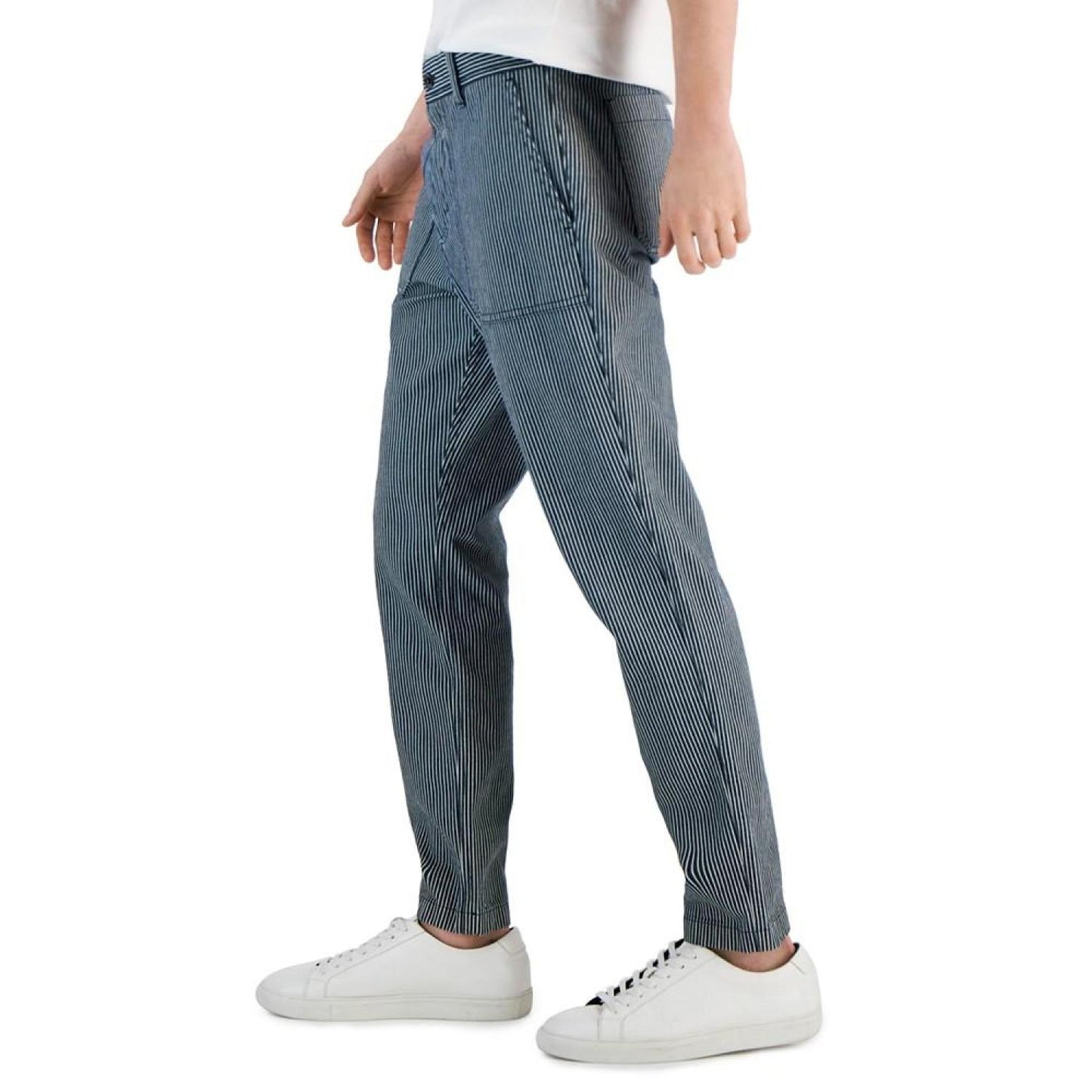 Men's Regular-Fit Straight-Leg Railroad Stripe Carpenter Pants