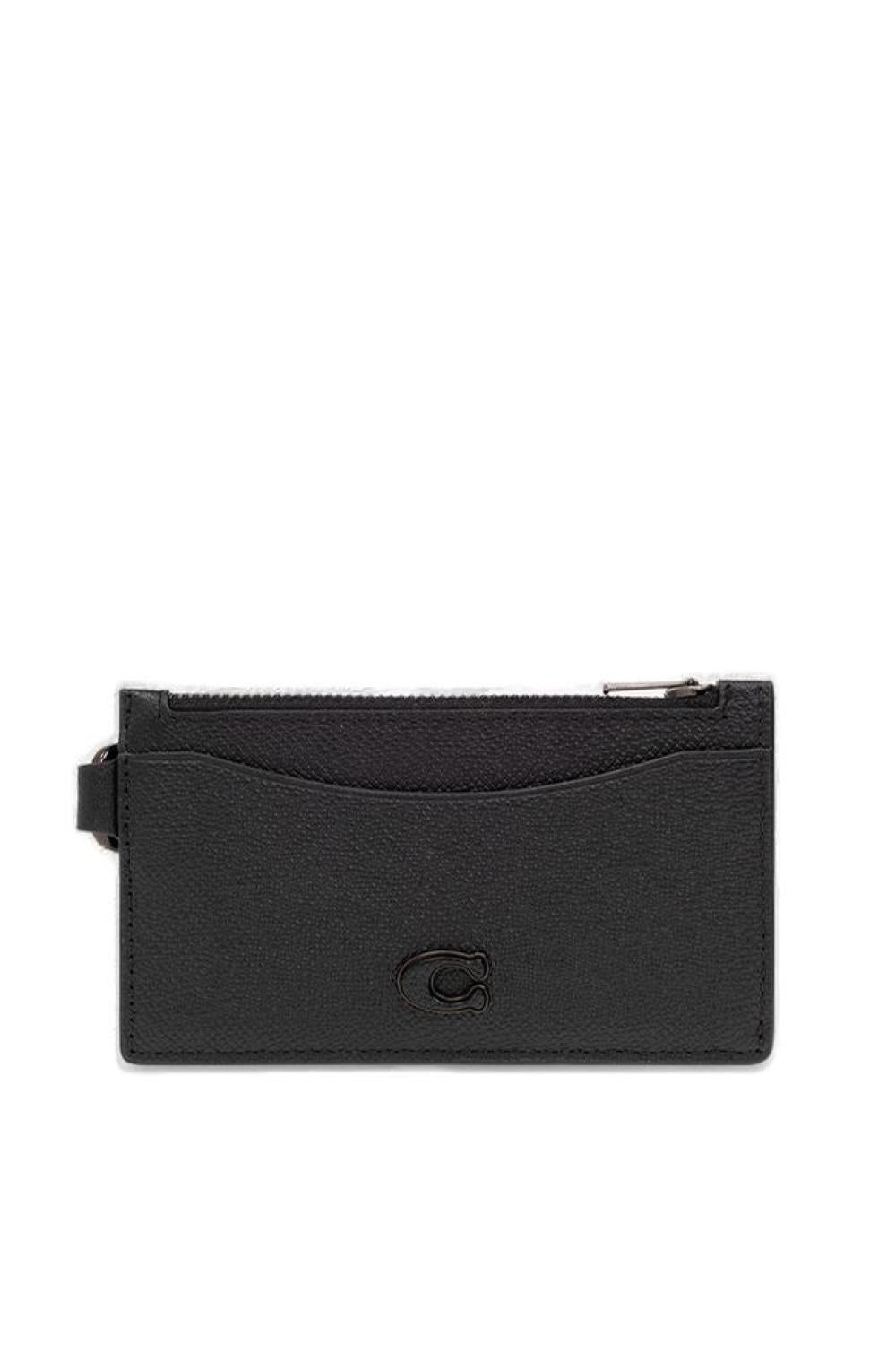 Coach Logo Plaque Zipped Card Case