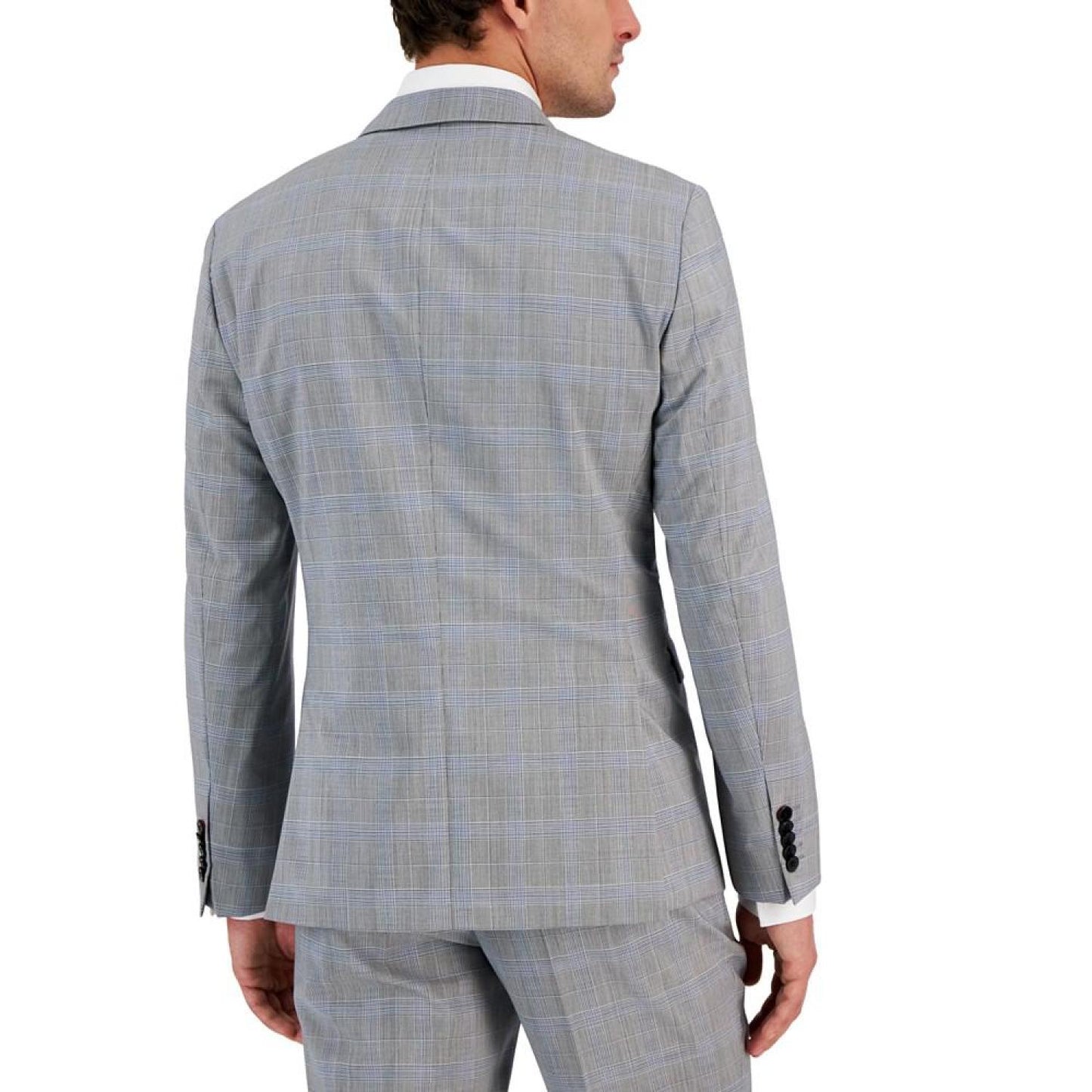 Men's Modern-Fit Plaid Wool Suit Jacket