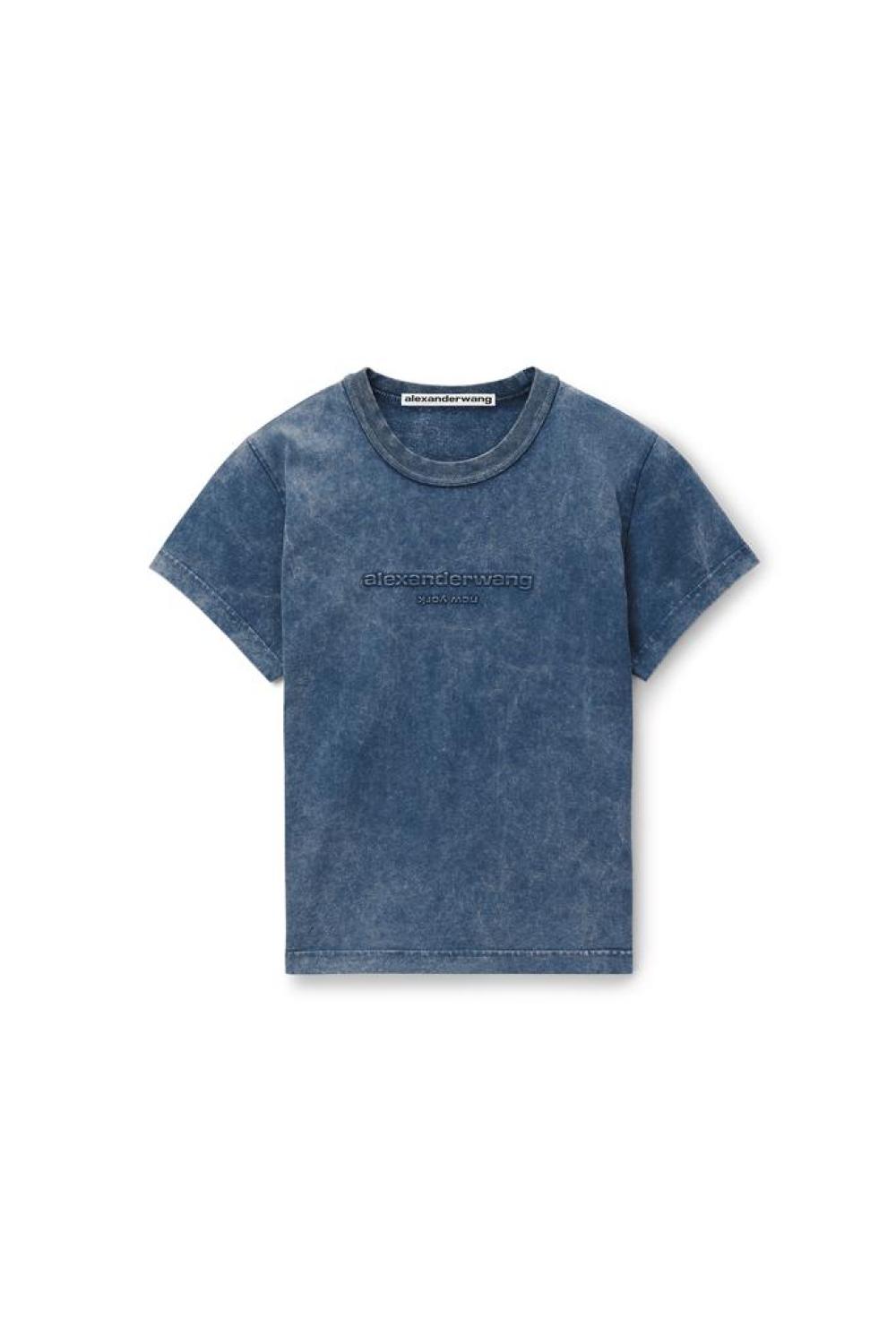 Logo Embossed Acid Wash Shrunken Tee