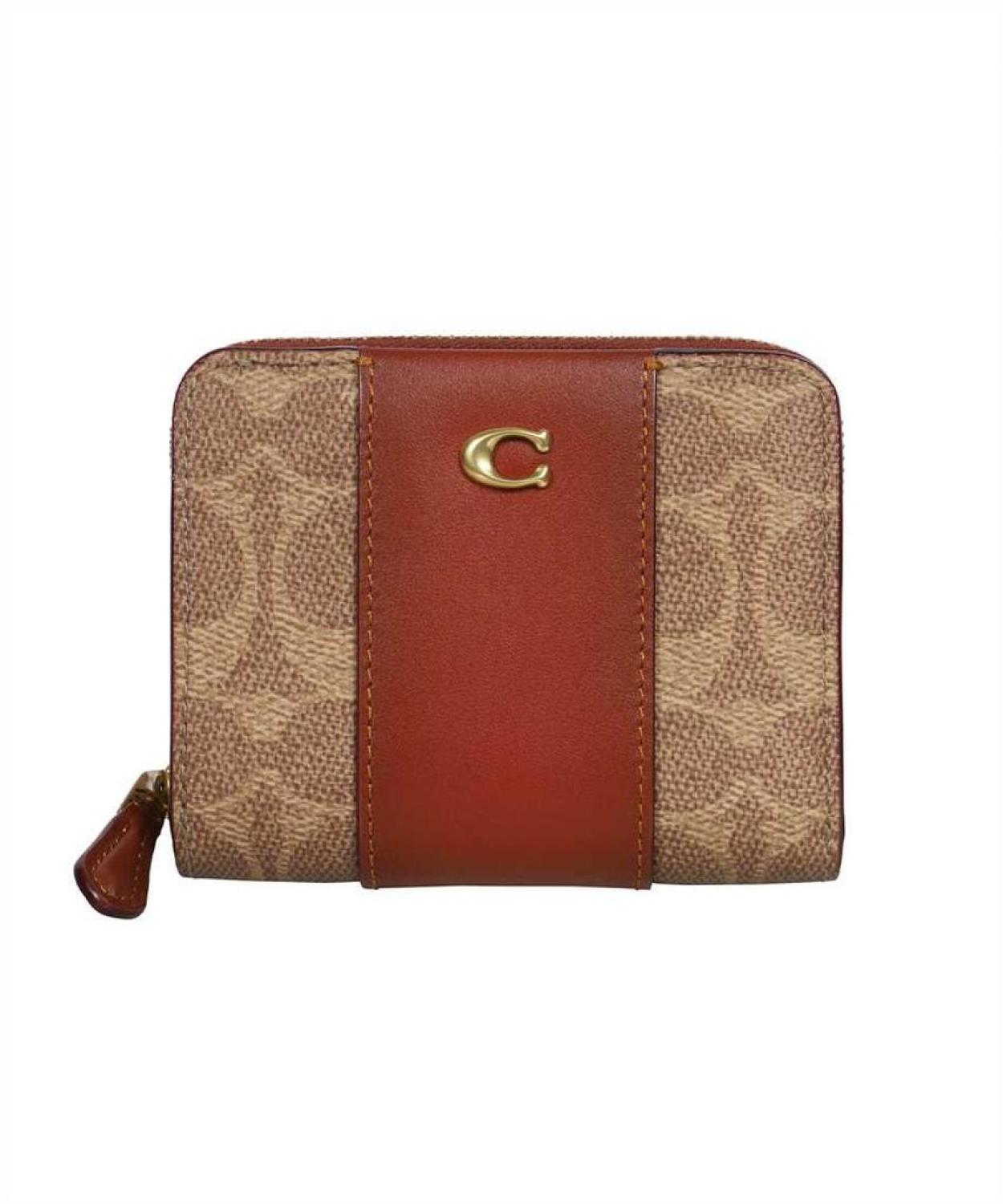 Coach Logo Plaque Zip-Around Wallet