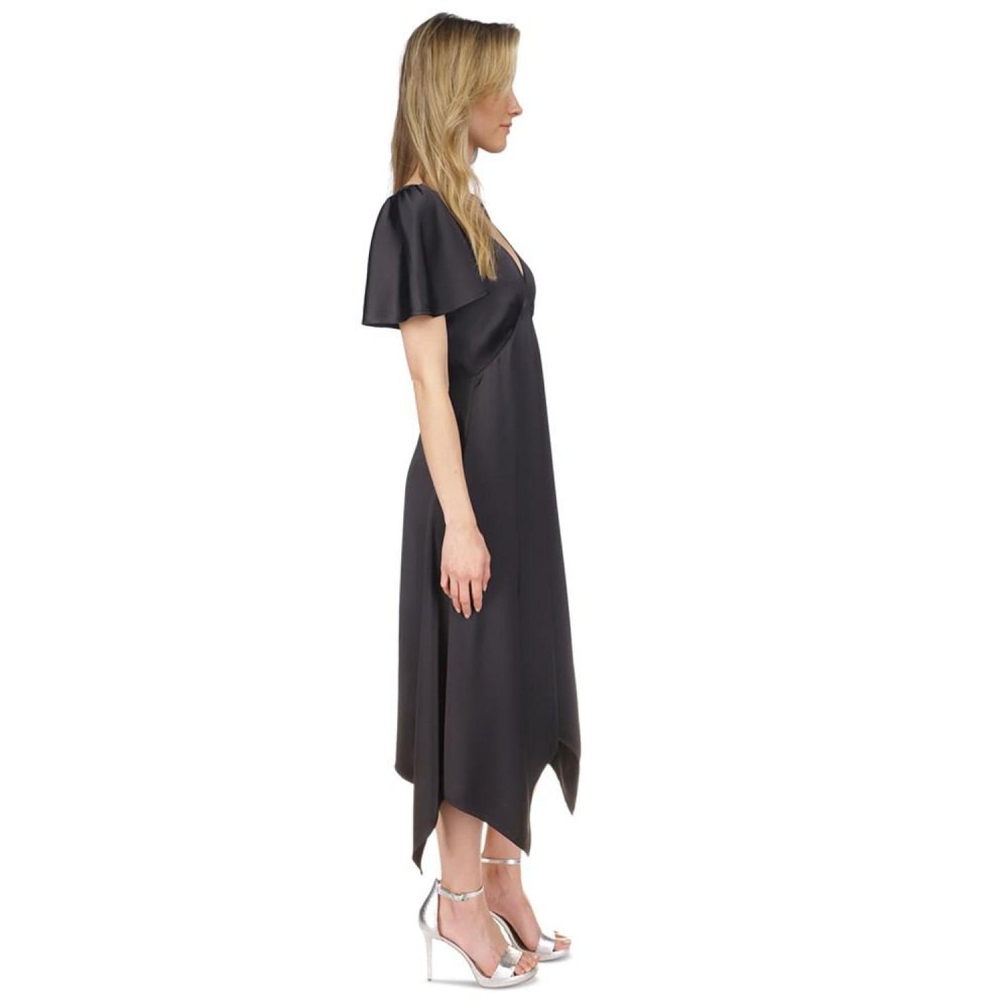 Women's Flutter-Sleeve Handkerchief-Hem Dress