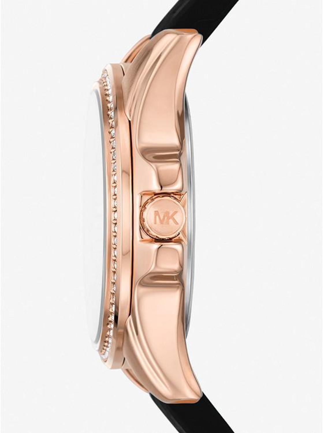 Mini Pilot Pavé Rose Gold-Tone and Logo Silicone Watch
