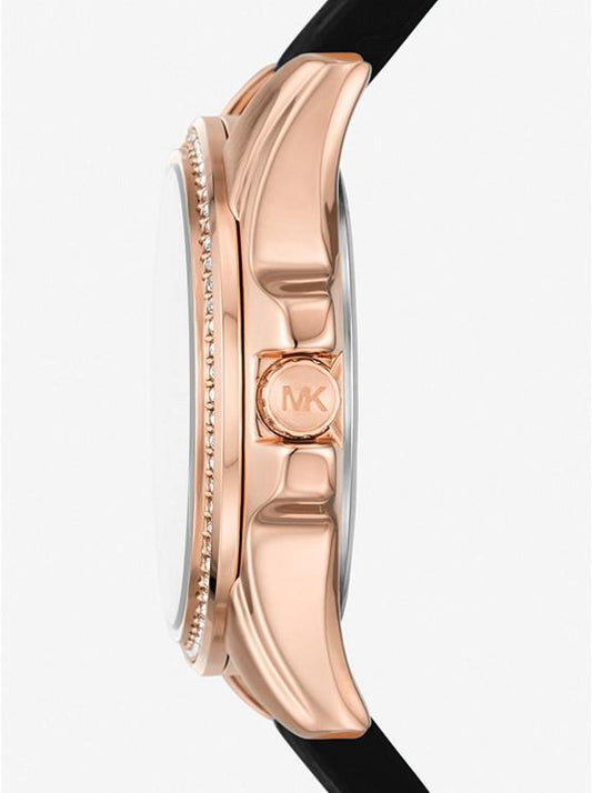 Mini Pilot Pavé Rose Gold-Tone and Logo Silicone Watch