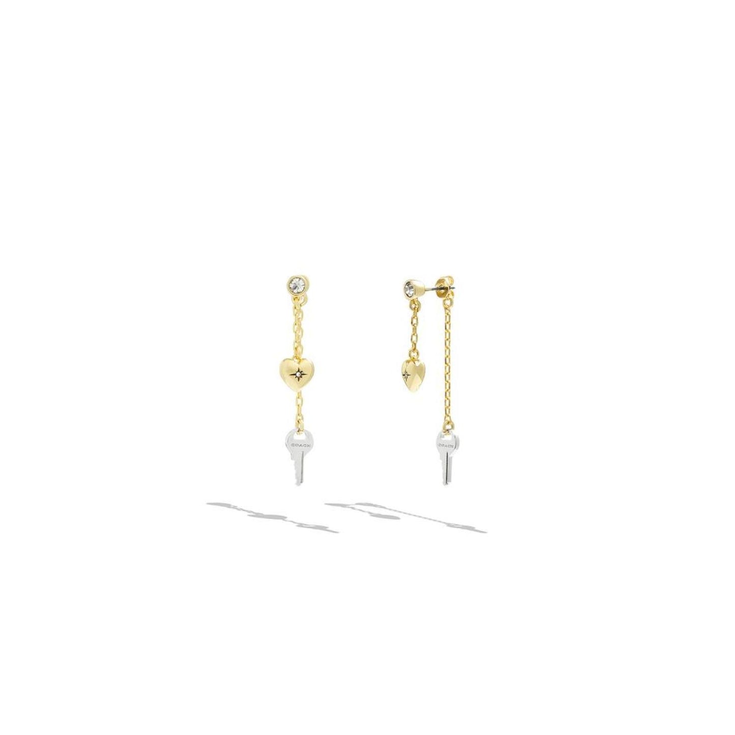 Heart & Key Chain Earrings