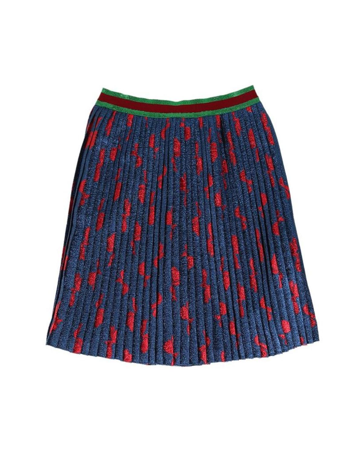 Gucci Pleated Metallic Bow Silk-Blend Skirt