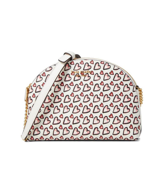 Morgan Valentines Heart Print Double Zip Dome Crossbody