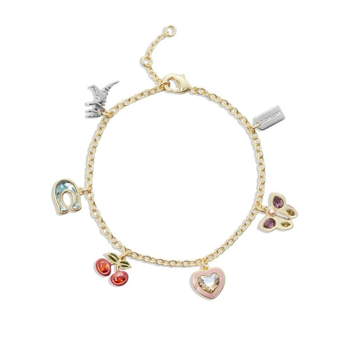 Faux Stone and Imitation Pearl Signature Charm Bracelet