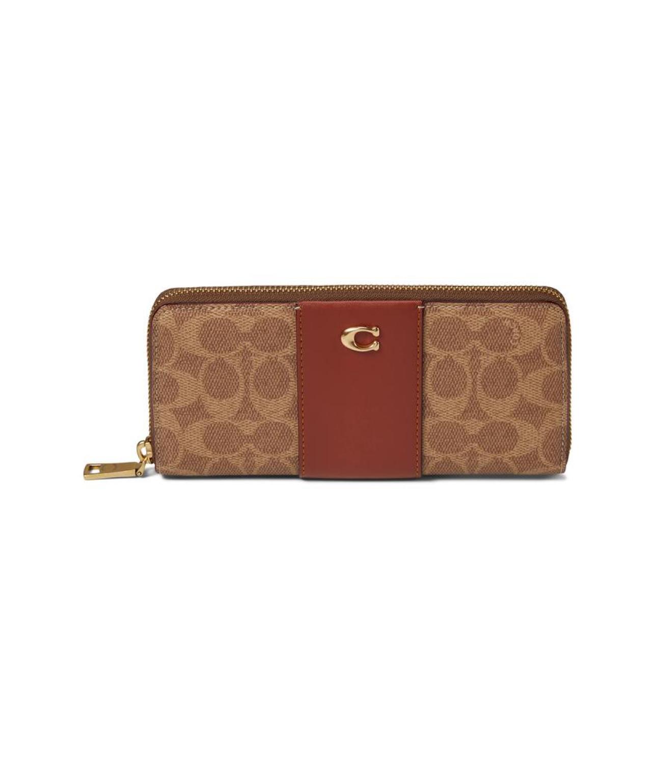 Color-Block Coated Canvas Signature Slim Accordion Zip