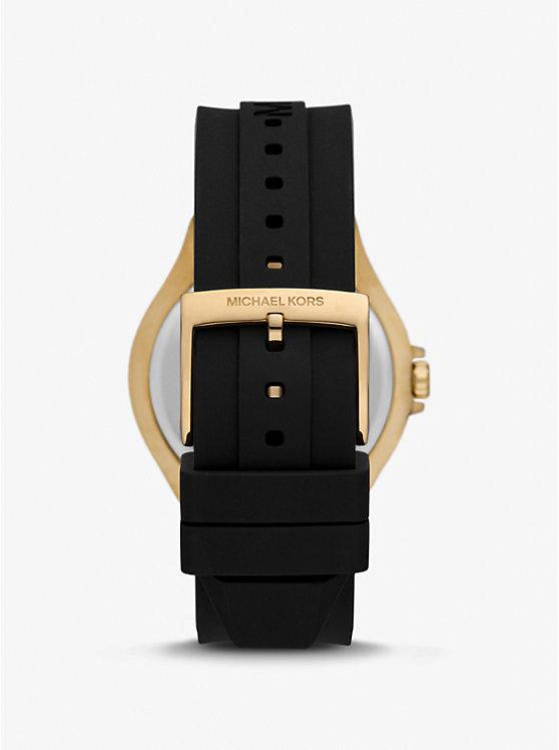 Oversized Lennox Pavé Gold-Tone and Silicone Watch