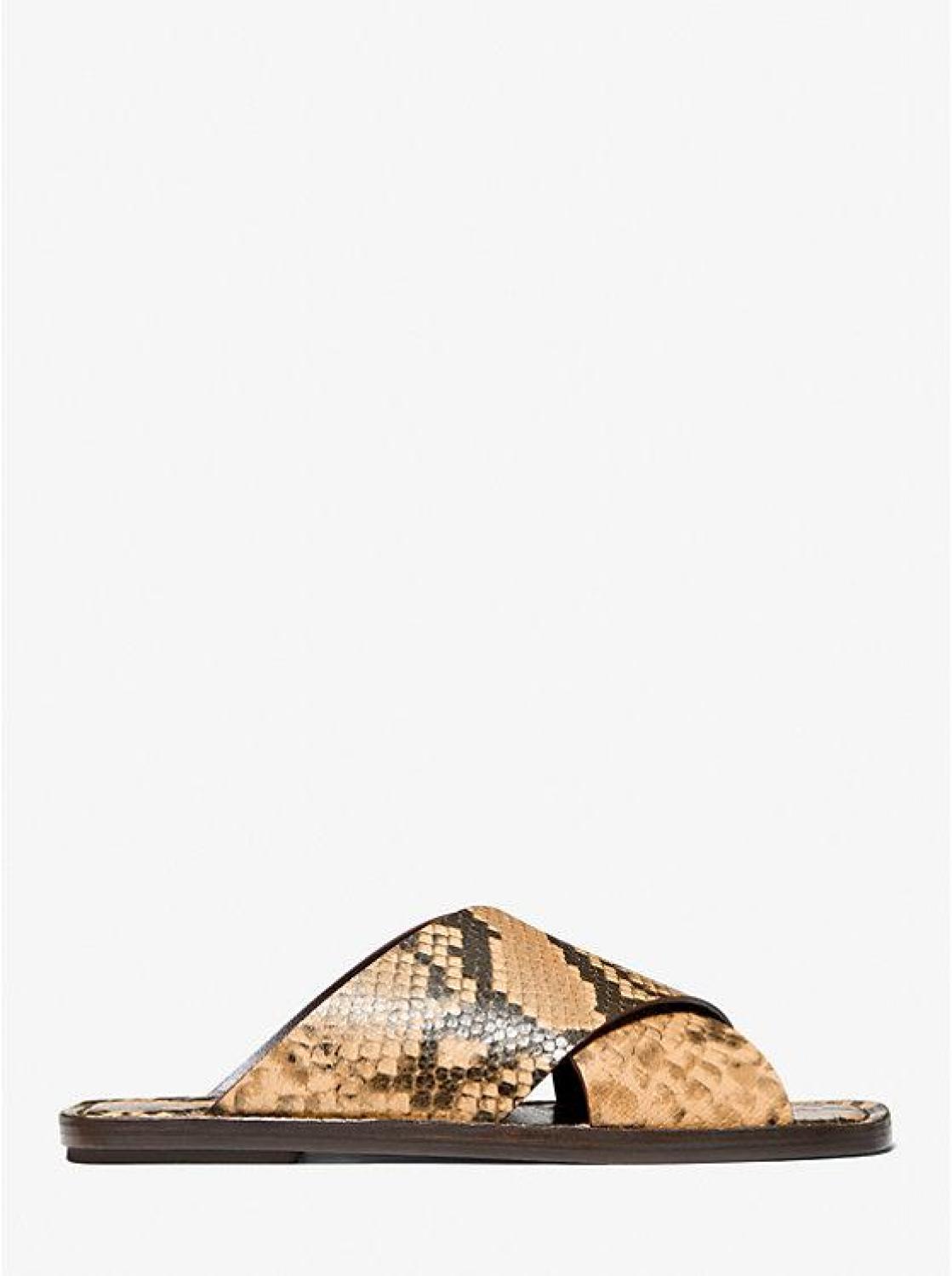 Ruth Python Embossed Leather Slide Sandal