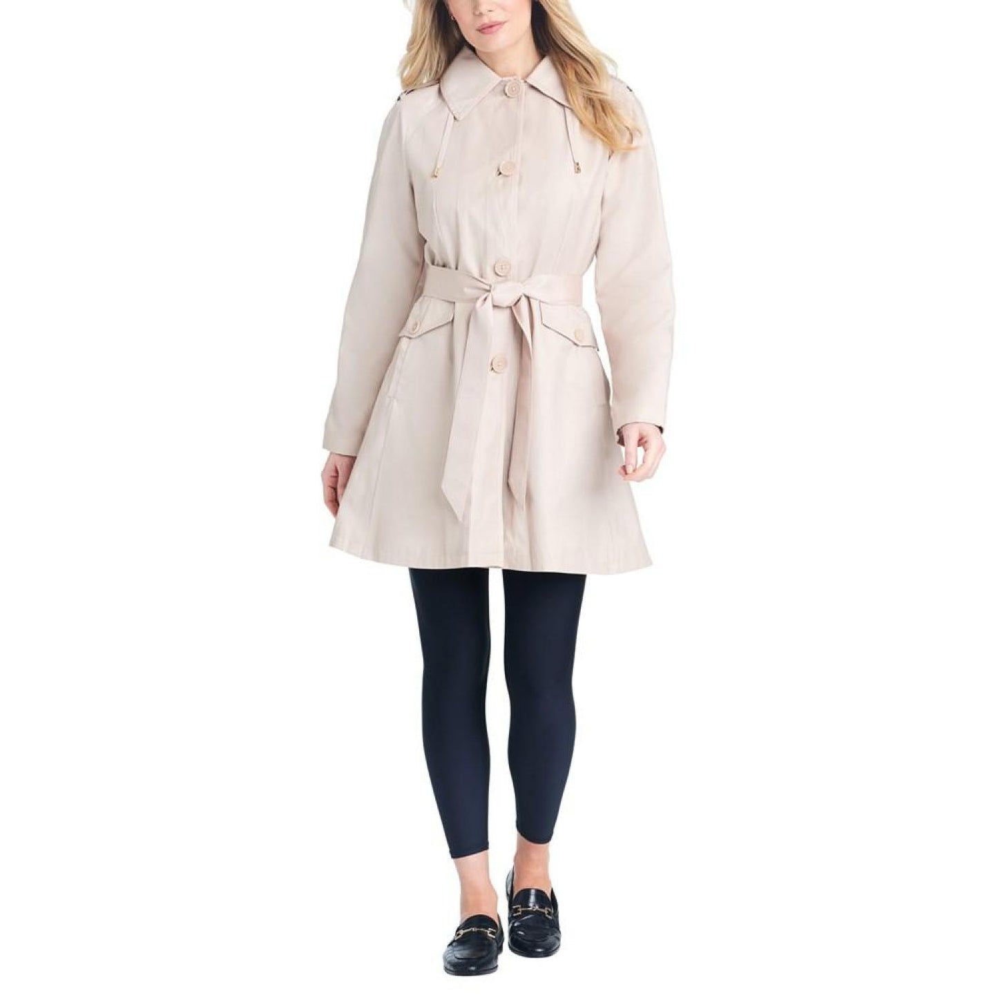 Women's Single-Breasted Raglan-Sleeve Trench Coat