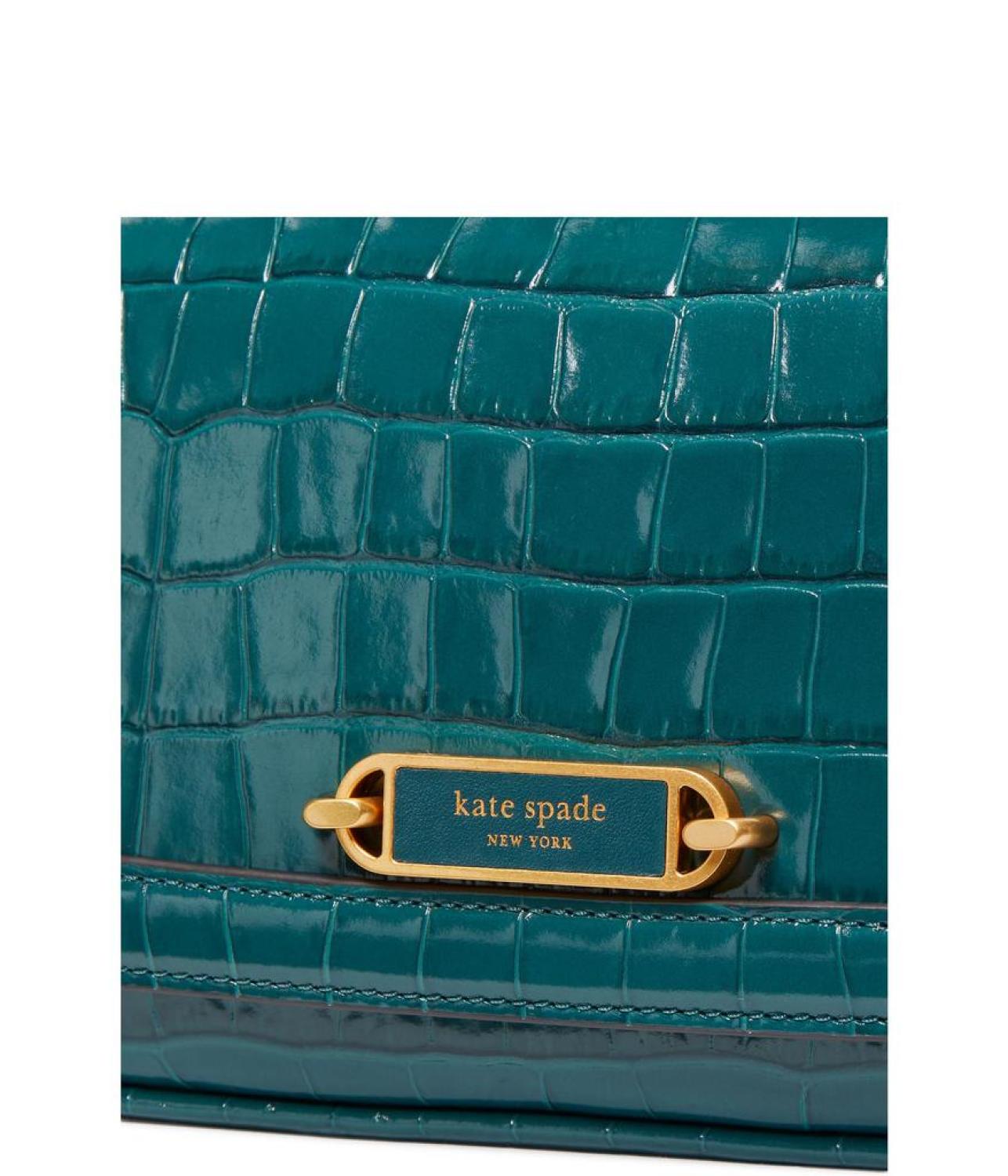 Gramercy Croc Embossed Leather Small Flap Shoulder Bag