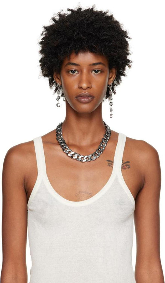 Silver Monogram Chain Link Necklace