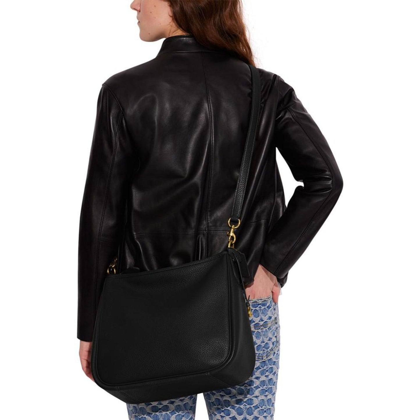 Soft Pebble Leather Cary Shoulder Bag with Convertible Straps