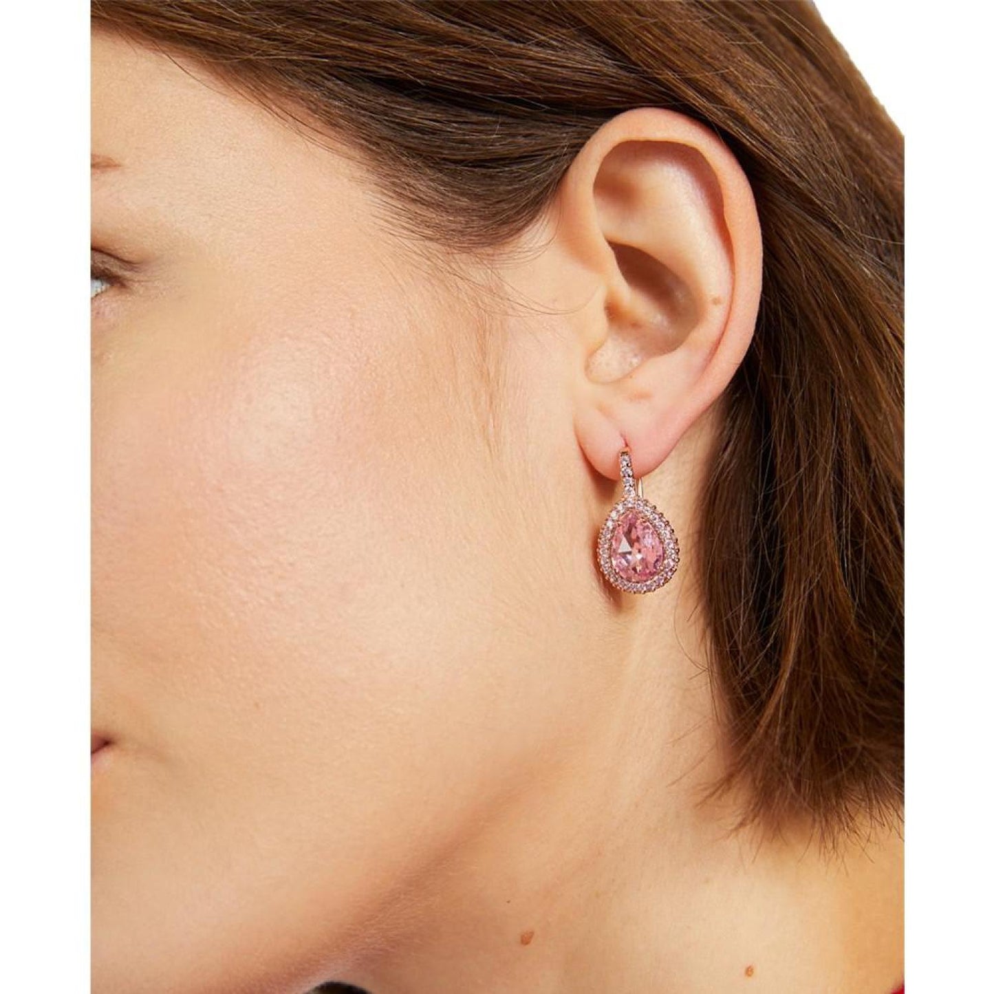 Pavé & Pear-Shape Stone Halo Drop Earrings