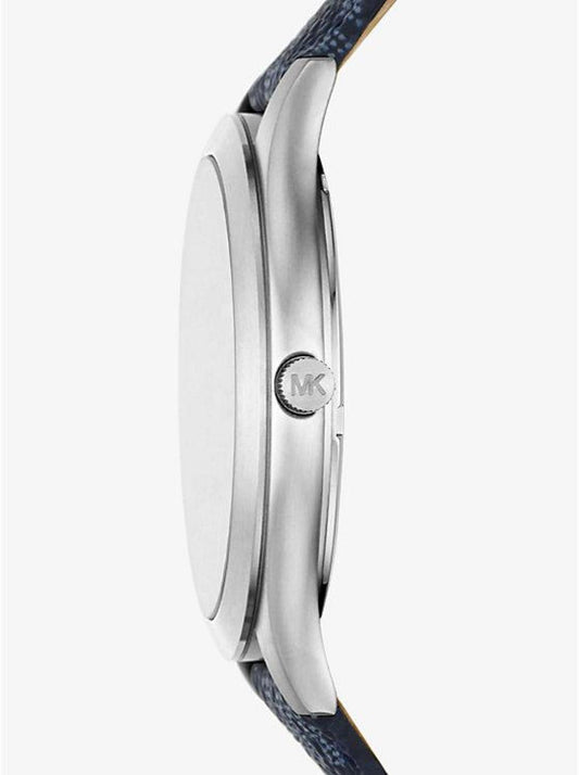 Oversized Slim Runway Logo and Silver-Tone Watch