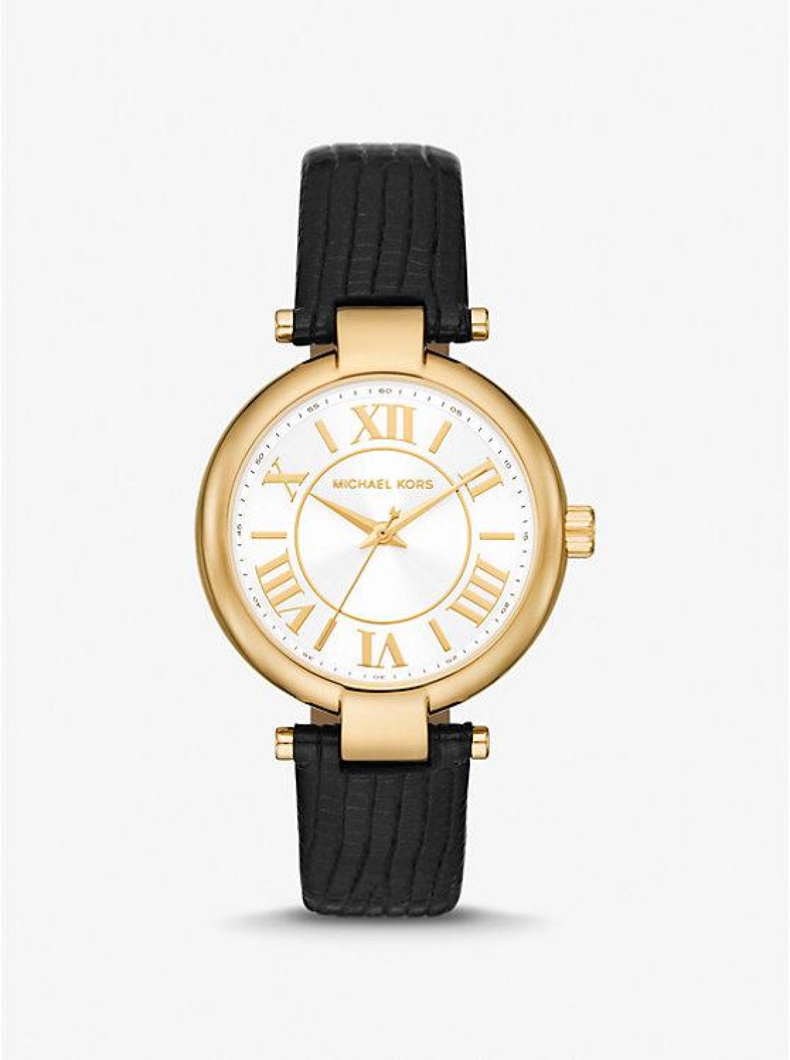 Laney Gold-Tone and Lizard Embossed Leather Watch