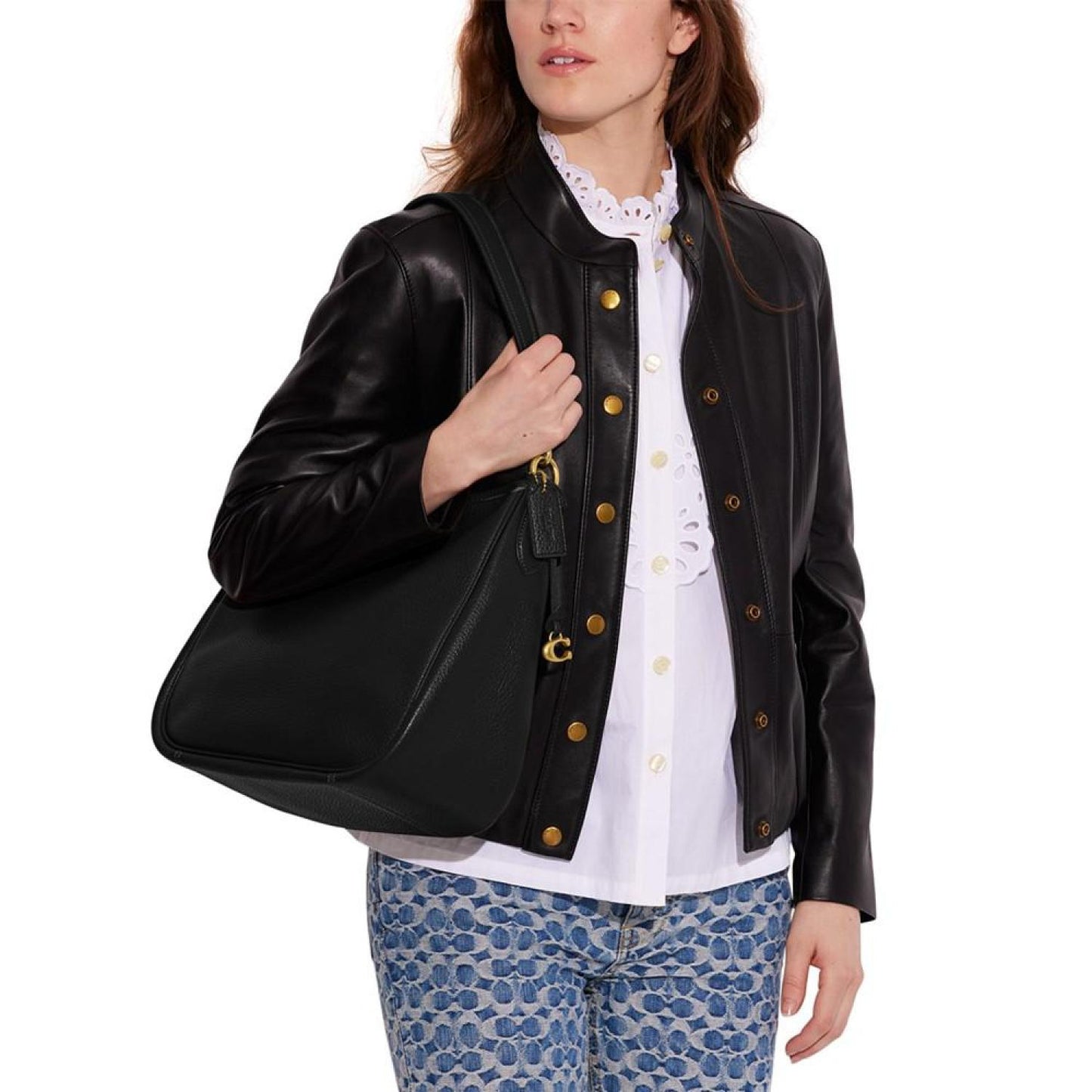 Soft Pebble Leather Cary Shoulder Bag with Convertible Straps