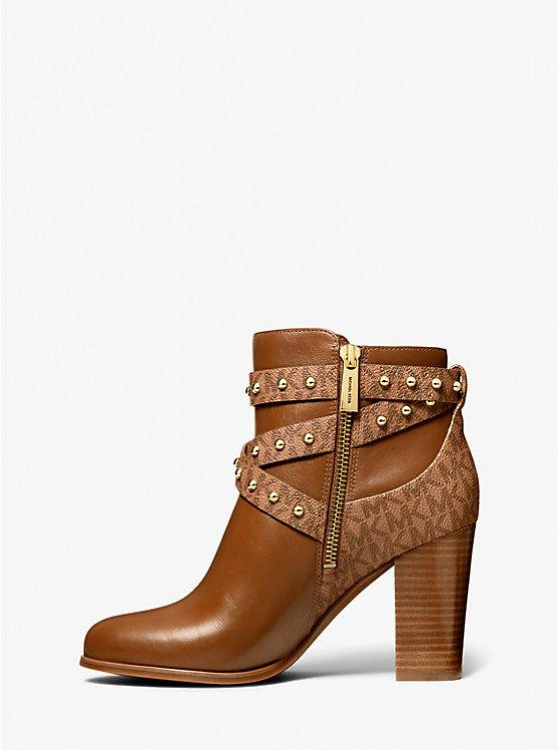 Kincaid Faux Leather and Studded Logo Ankle Boot