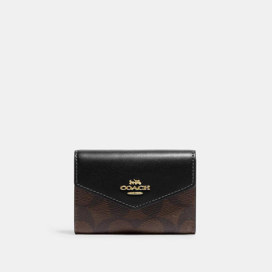 Coach Outlet Flap Card Case In Signature Canvas