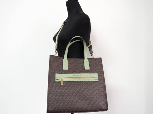 Michael Kors Kenly Large PVC Sage North South Tote Computer Women's Handbag