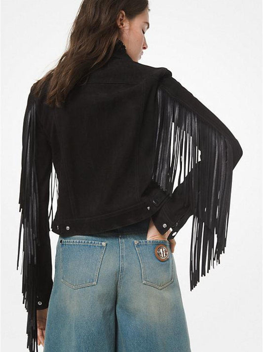 Suede Fringed Jean Jacket