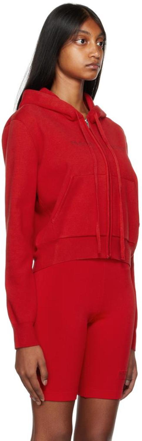 Red 'The Cropped Zip Hoodie' Hoodie