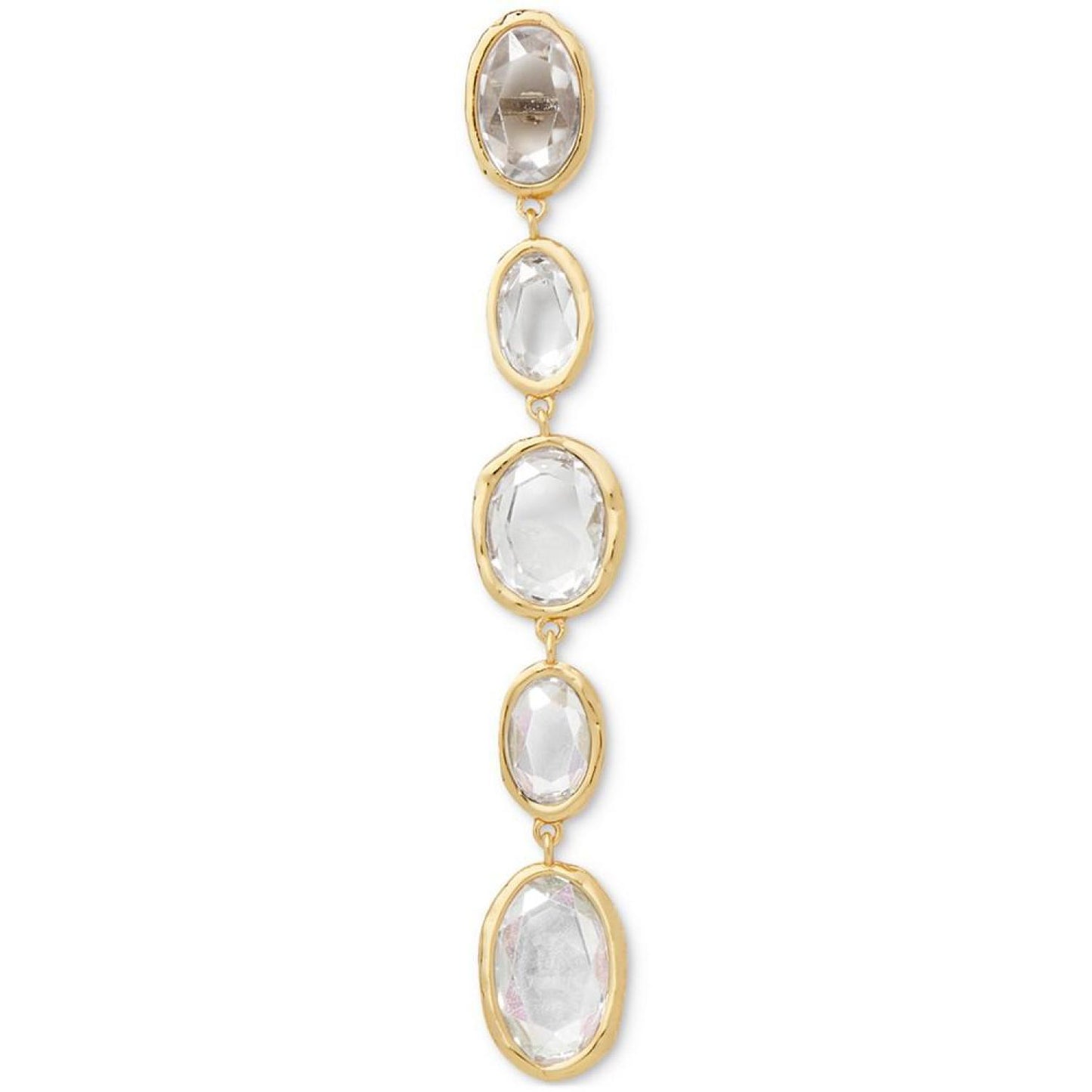 Gold-Tone Oval Cubic Zirconia Linear Drop Earrings