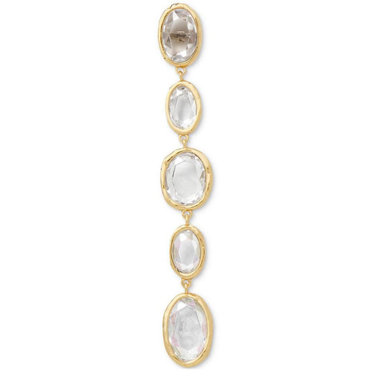 Gold-Tone Oval Cubic Zirconia Linear Drop Earrings