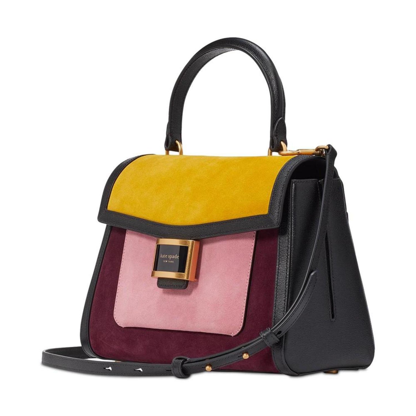 Katy Colorblocked Suede Small Top Handle Satchel