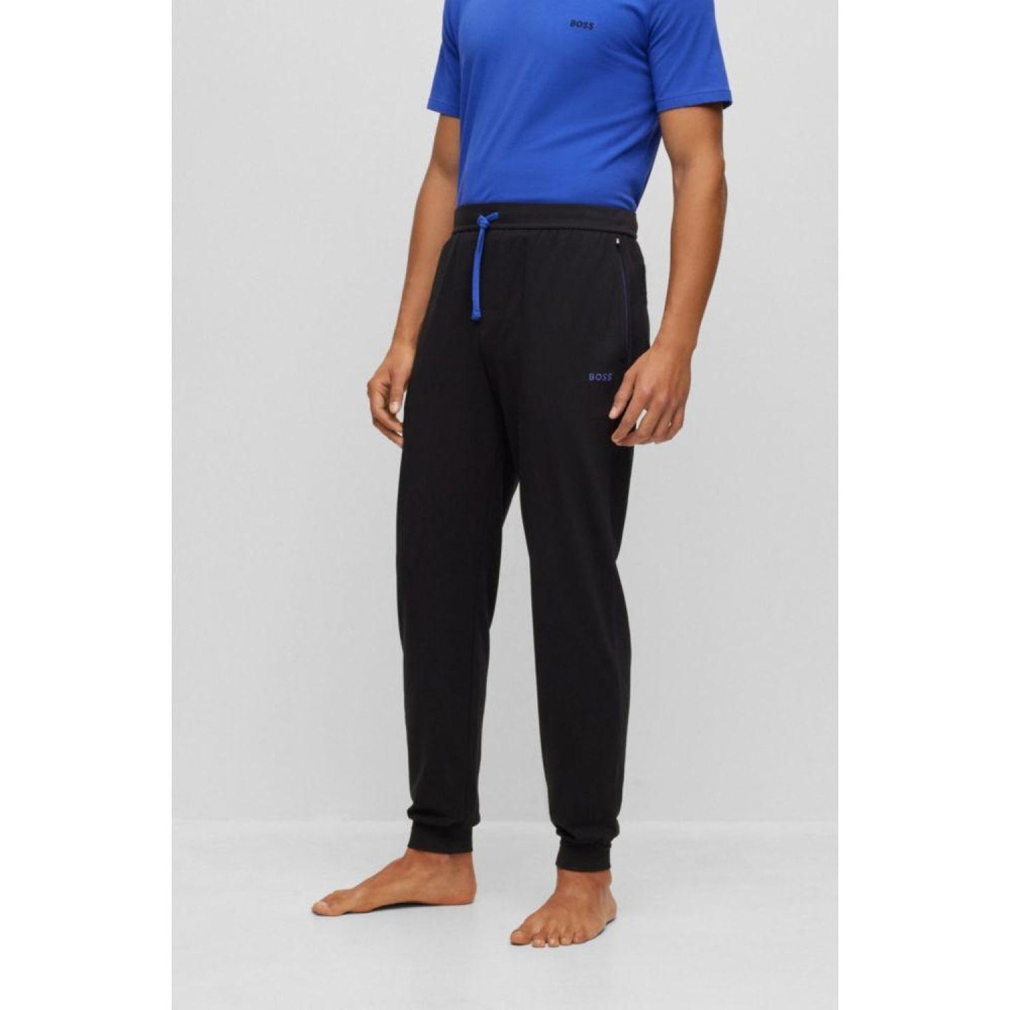 Stretch-cotton tracksuit bottoms with embroidered logo