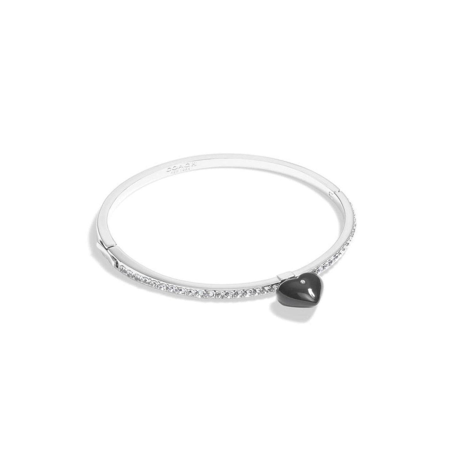 Heart Charm Tennis Bangle Bracelet