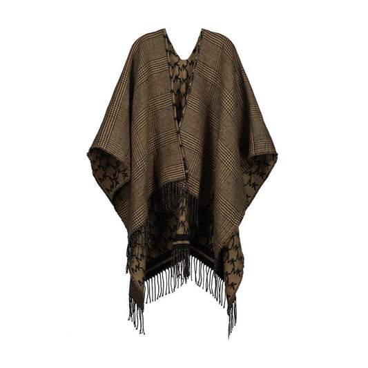 Reversible Logo Plaid Fringe Kimono