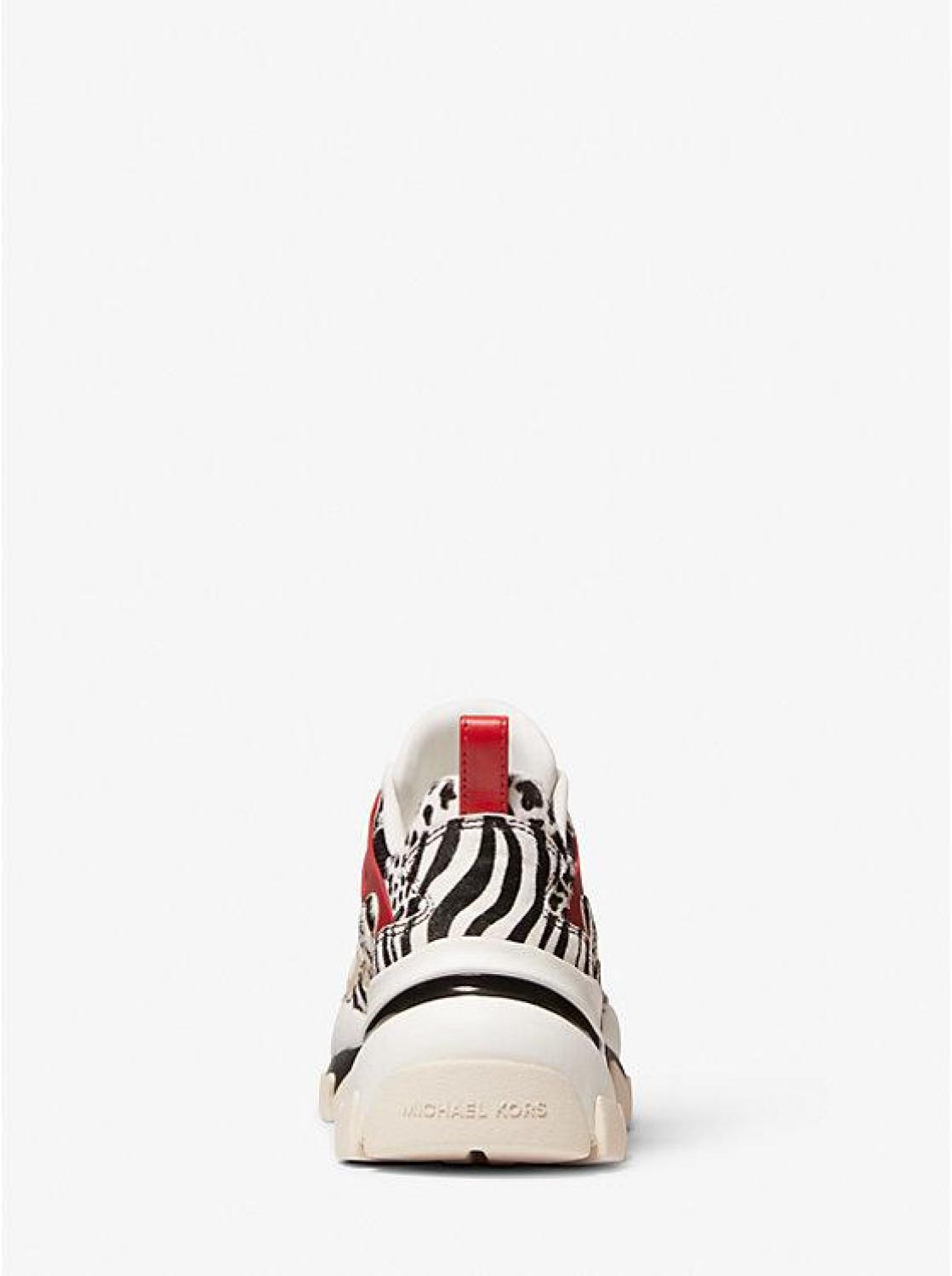 Nick Animal Print Calf Hair and Mesh Trainer