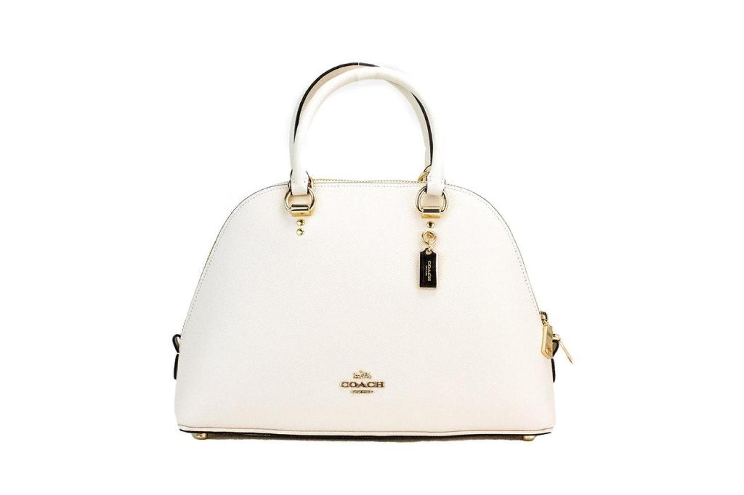 COACH Katy Medium Chalk Crossgrain Leather Satchel Dome Bag Women's Purse