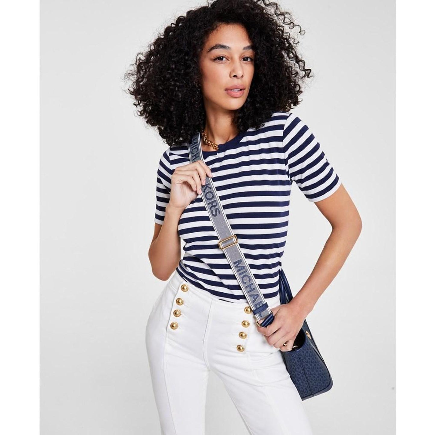 Women's Striped Chain-Neck T-Shirt, Regular & Petite