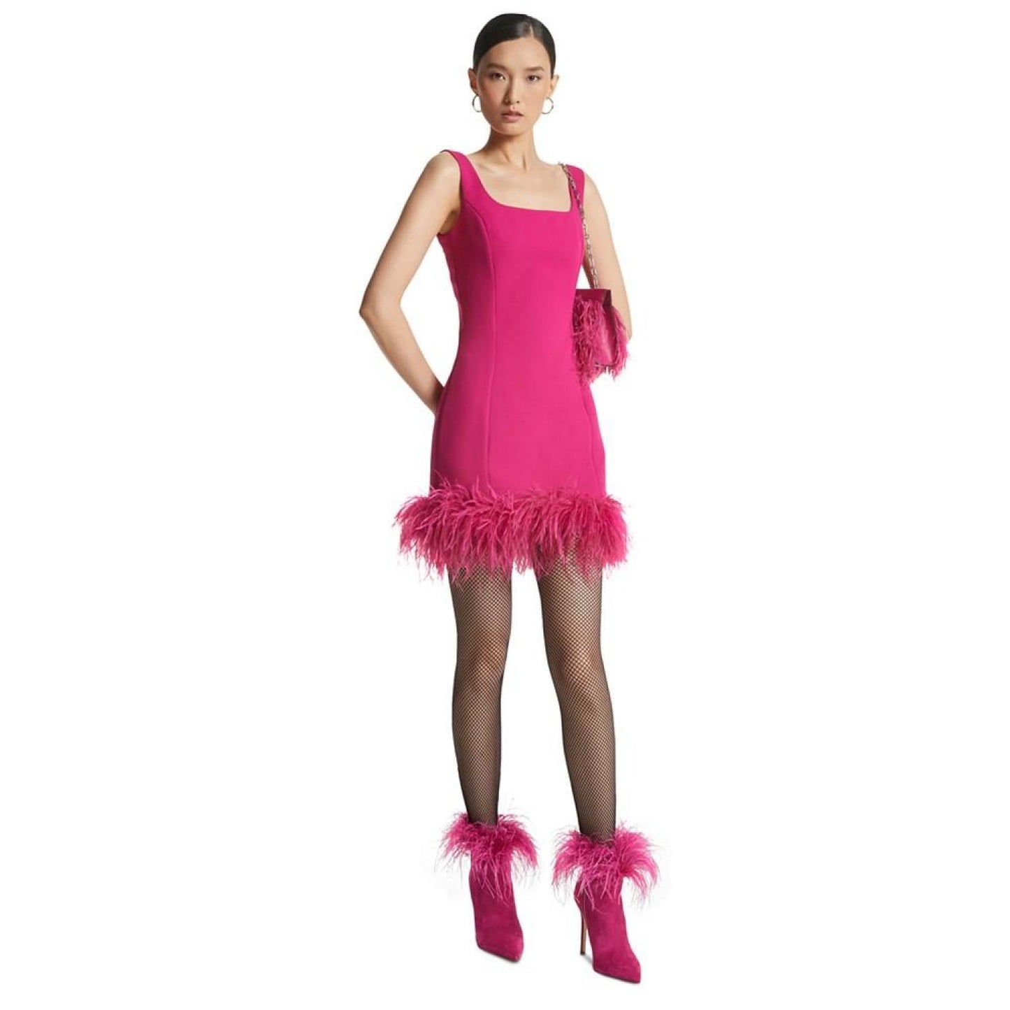 Women's Feather-Trim Mini Dress