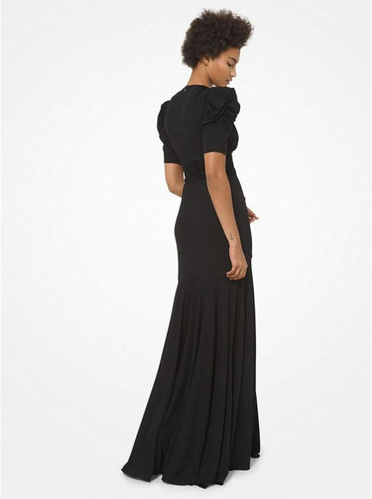 Ruched Stretch Matte Jersey Gown