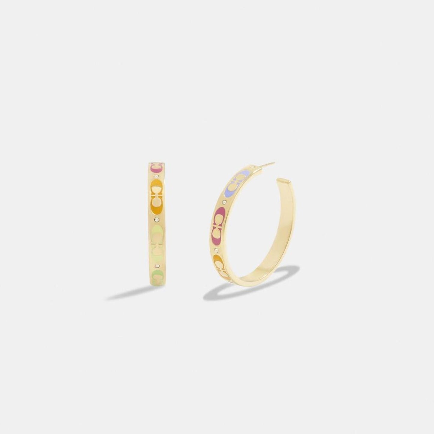 Coach Outlet Signature Enamel Large Hoop Earrings