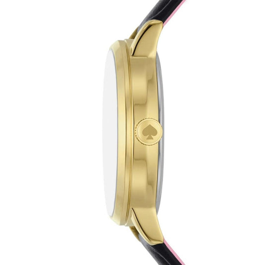 Women's Metro Quartz Three Hand Black Leather Watch 34mm