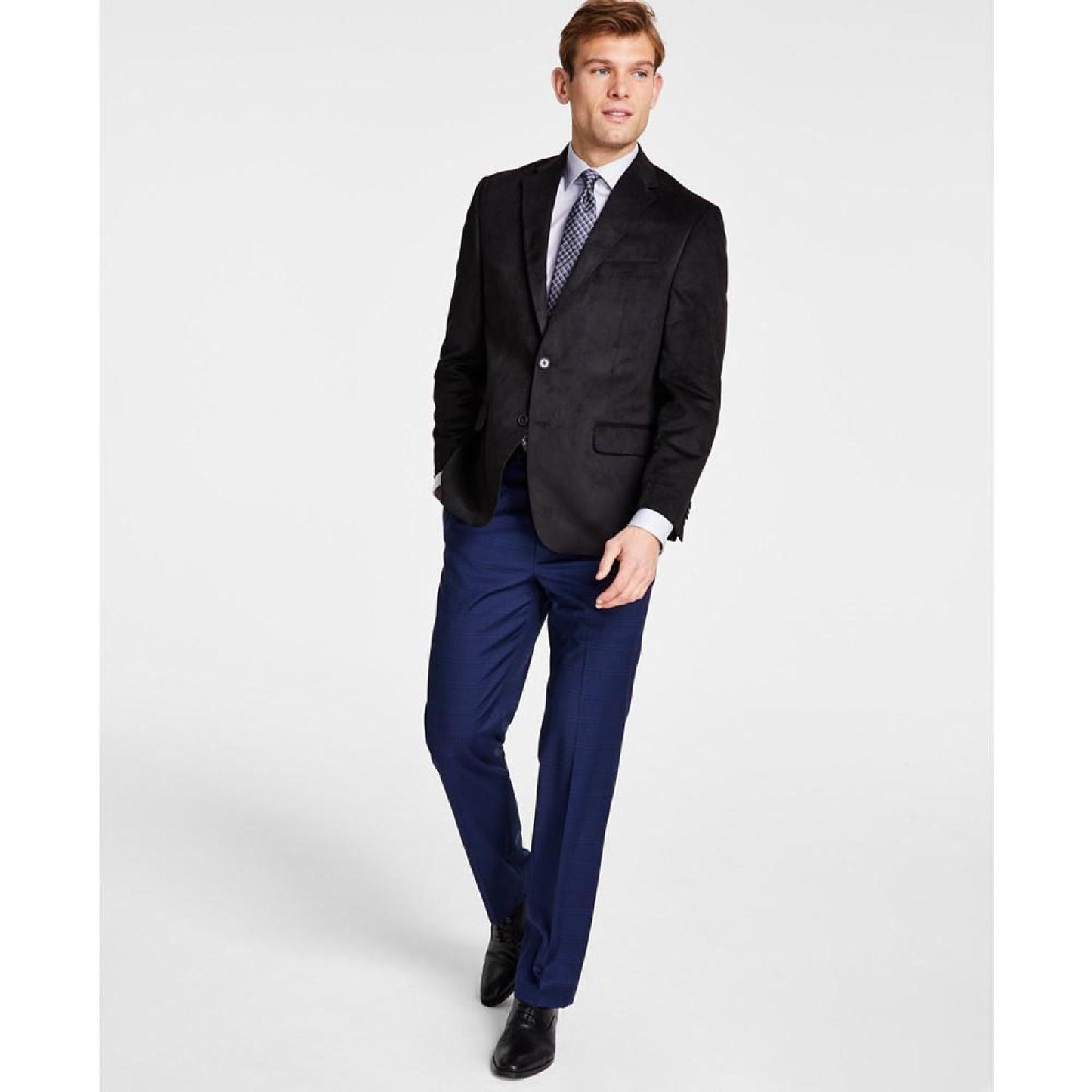 Men's Classic Fit Notch Lapel Faux Suede Sport Coat