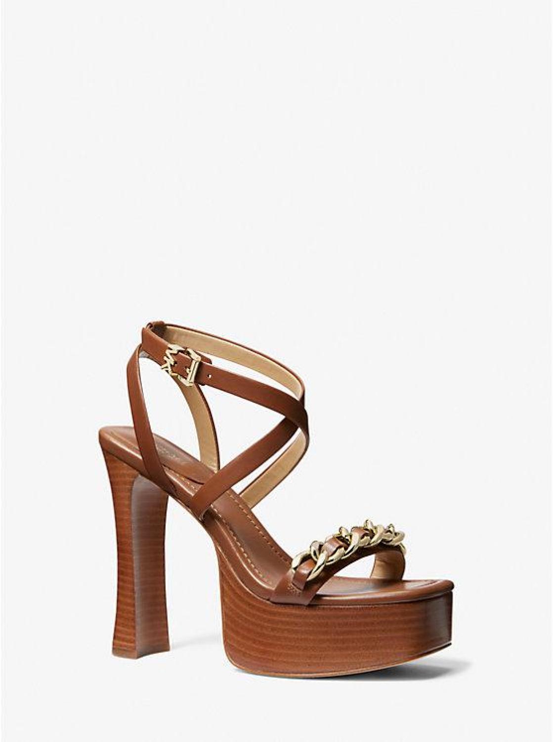 Paola Chain Embellished Leather Platform Sandal
