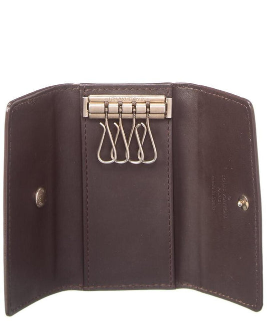 Louis Vuitton Dark Brown Leather and Horn 4 Key Case (Authentic Pre-Owned)