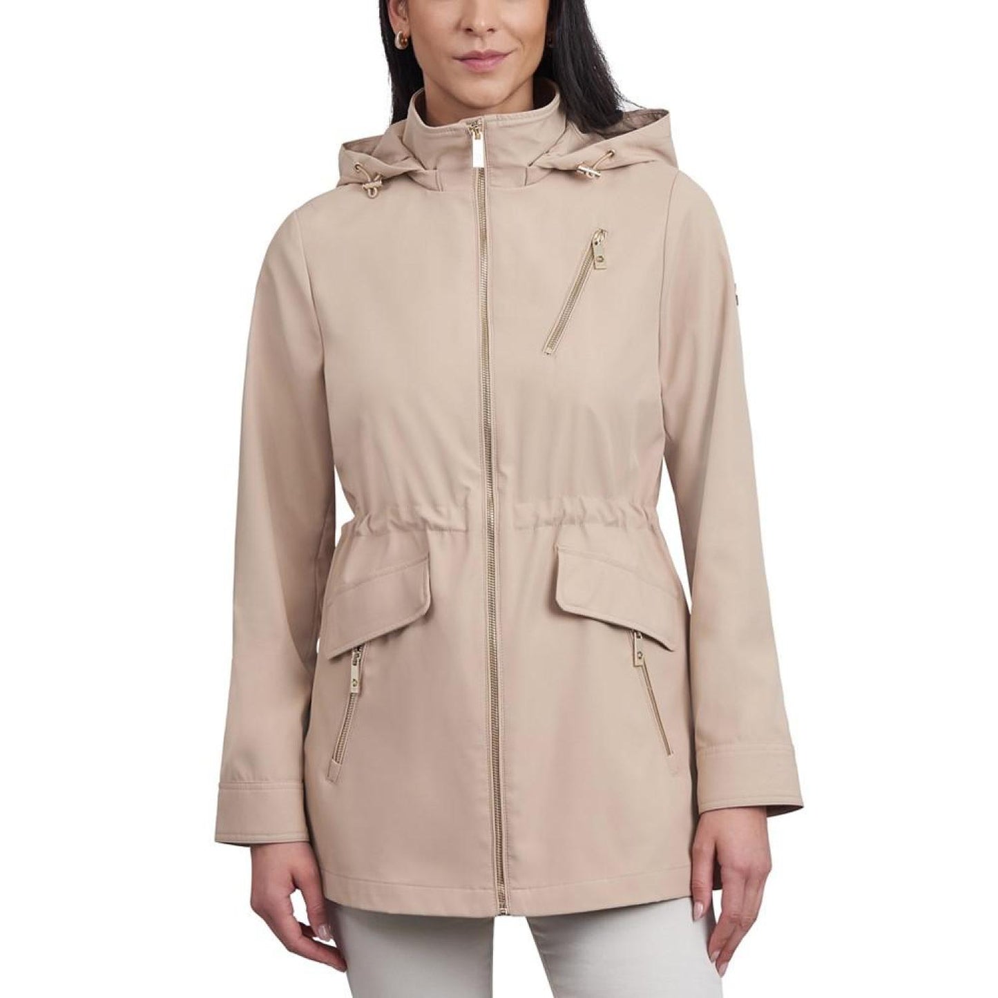 Women's Petite Hooded Water-Resistant Anorak Coat, Created for Macy's