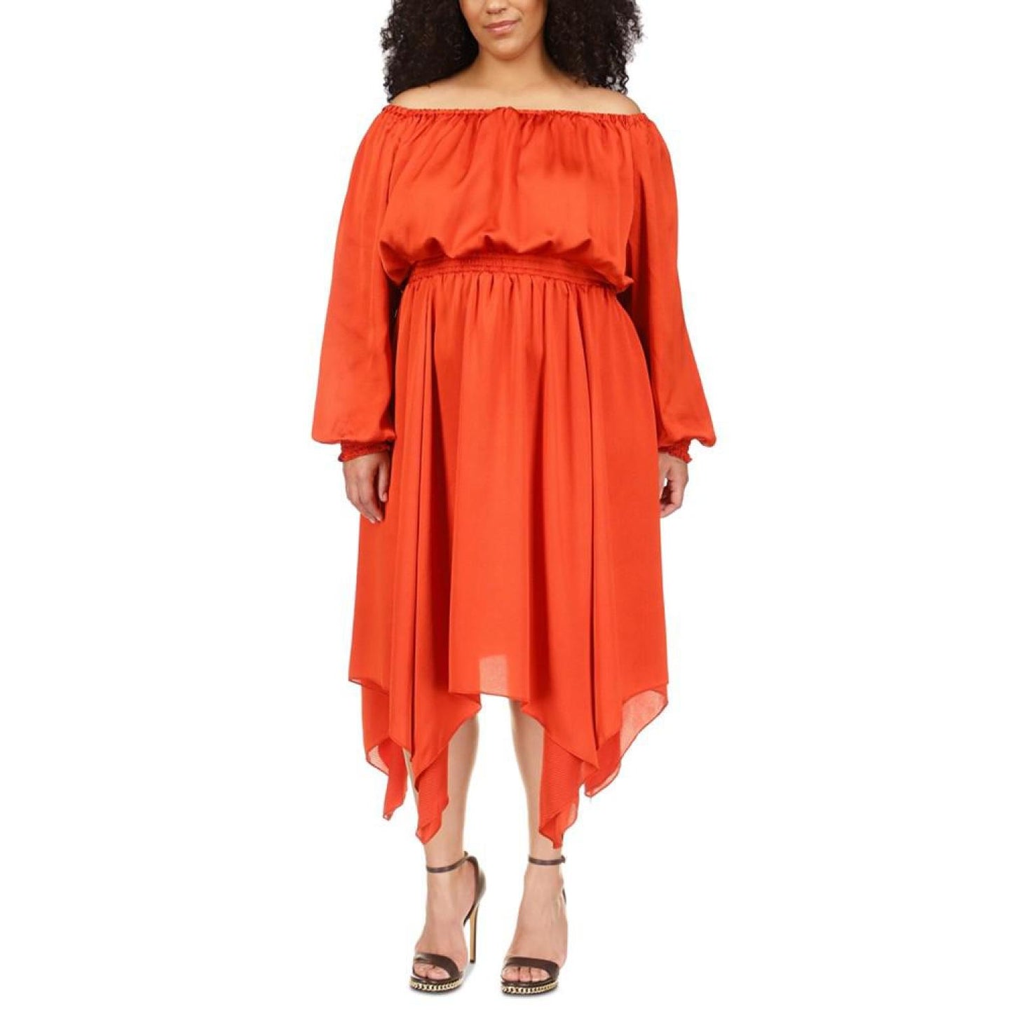 Plus Size Off-The-Shoulder Midi Dress