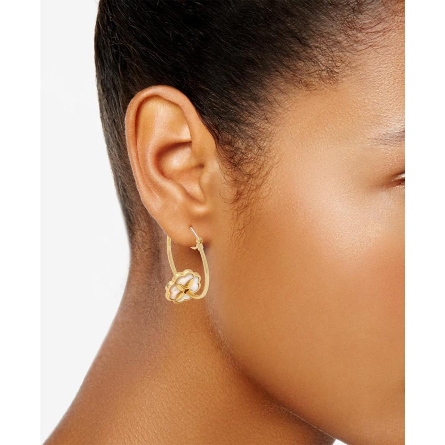 Gold-Tone Heritage Bloom Mother-of-Pearl Hoop Earrings