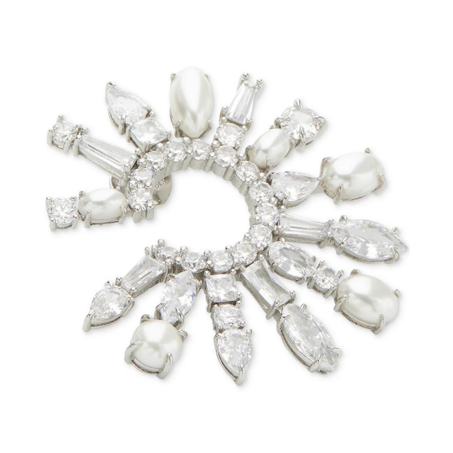 Crystal & Imitation Pearl Front-Facing Statement Hoop Earrings