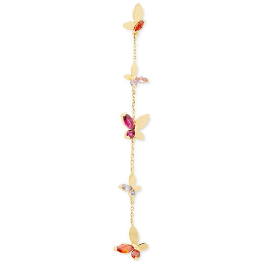 Gold-Tone Multicolor Cubic Zirconia Butterfly Linear Drop Earrings